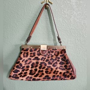 Patricia Nash Leopard Print Leather Cowhide Satchel